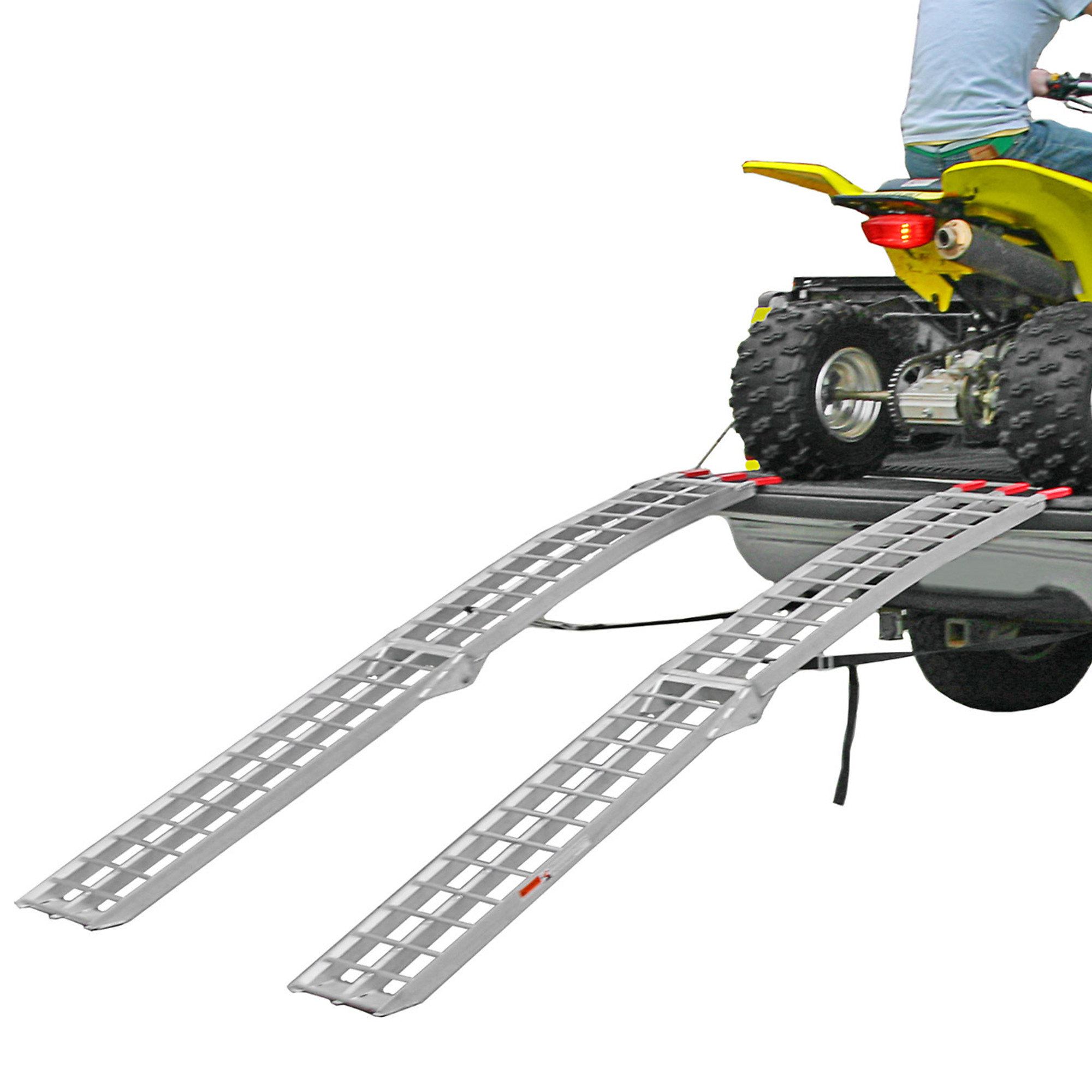 Black Widow, Alum. Arched Dual Folding ATV Ramps, Max. Ramp Length 89.25 in, Surface Width 11.13 in, Capacity 1500 lb, Model# AFL-9012-2